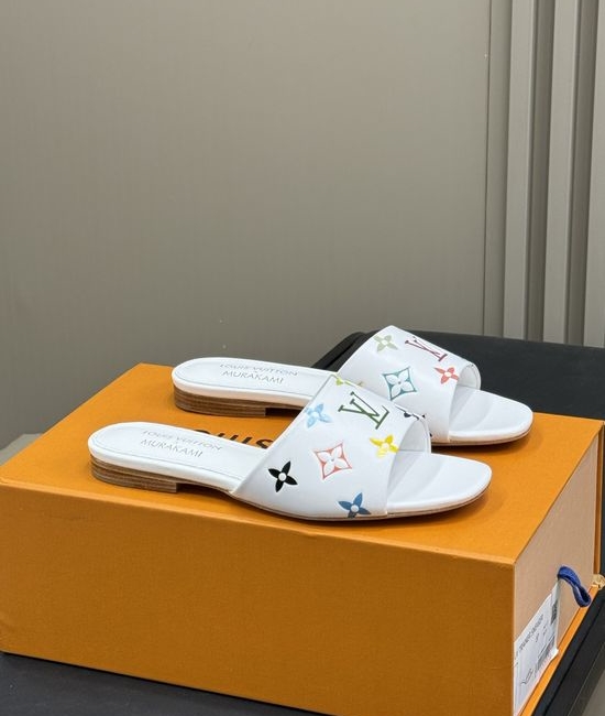 Louis Vuitton LV Bow Decor Flat Slippers With Leather Lining And Rivets