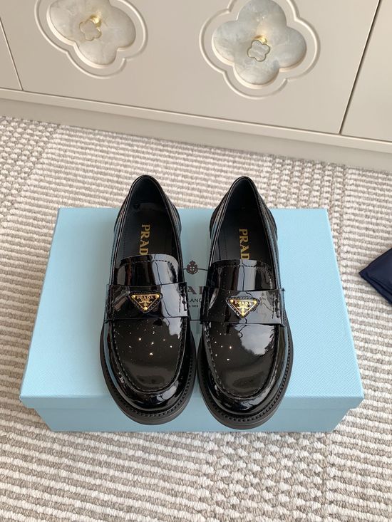 Prada Patent Leather Slip On Classic Casual Loafers