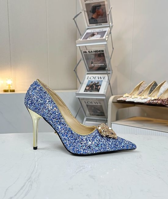 Versace Glitter Elegant Pointed Toe Stiletto Heels