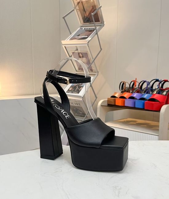 Versace Cowhide Super High Heel Shoes Sheepskin Lining Rubber Sole