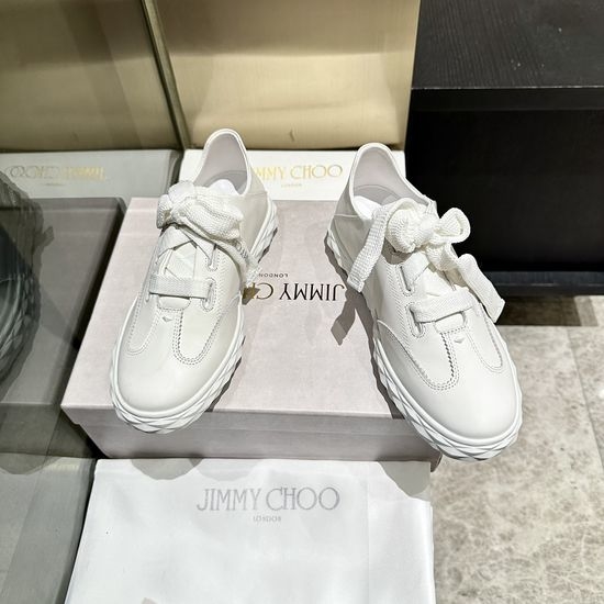 Jimmy Choo Classic White Sneakers Versatile Stylish Casual Footwear