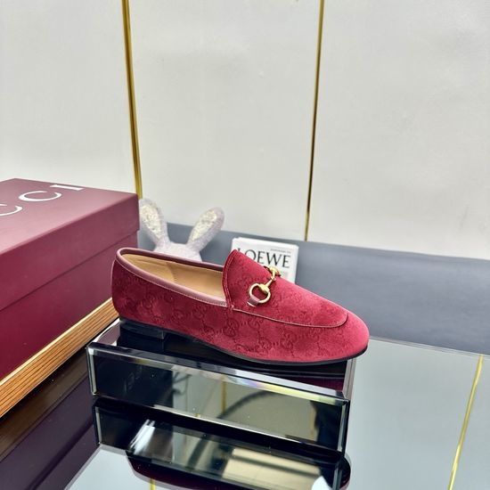 Gucci Corduroy Leather Horsebit Decor Comfortable Loafers