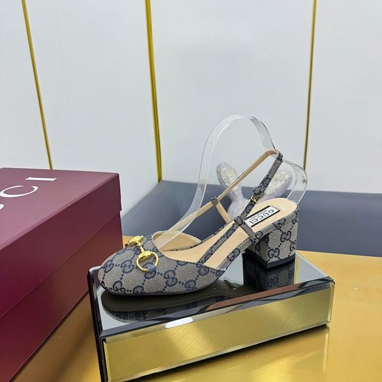 Gucci Elegant Buckle Strap Low Heel Pumps Genuine Leather Non Slip Sole
