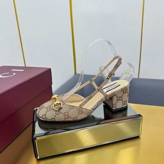 Gucci Elegant Buckle Strap Low Heel Pumps Genuine Leather Non Slip Sole