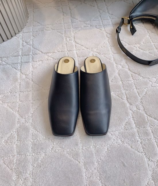 Loro Piana Square Toe Slip On Mules Premium Leather Upper Comfortable Sole