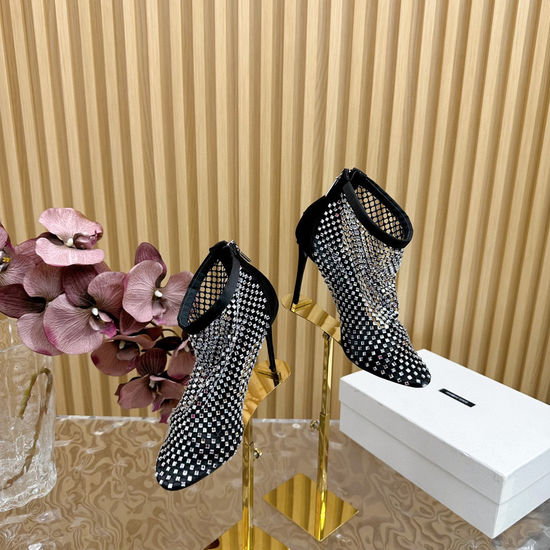 Dolce & Gabbana Chic Cut-Out Diamond-Embellished Ankle Boots