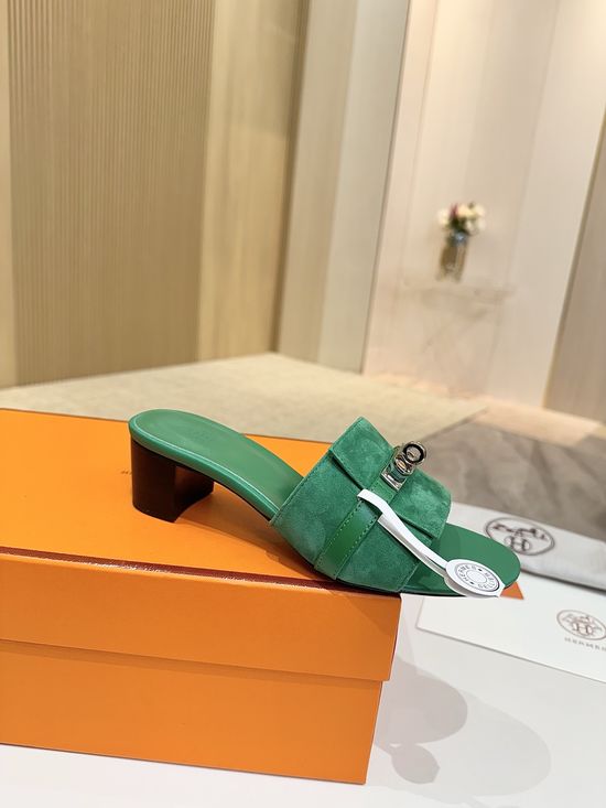 Hermes Nubuck Cowhide Leather Sole Low Heel Footwear