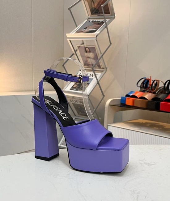 Versace Cowhide Super High Heel Shoes Sheepskin Lining Rubber Sole