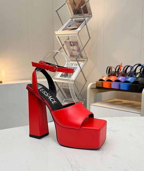Versace Cowhide Super High Heel Shoes Sheepskin Lining Rubber Sole