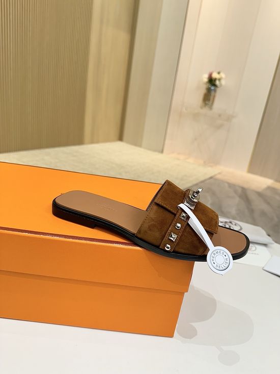 Hermes Suede Leather Premium Shoes with Genuine Leather Sole
