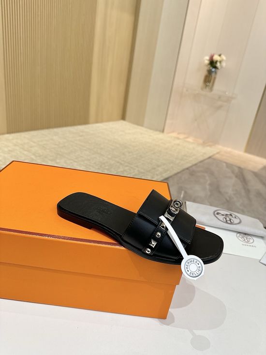Hermes Comfort Premium Leather Shoes with Leather Sole