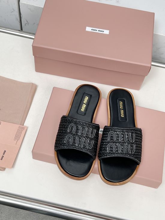 Miu Miu Luxury Furry Slip-On Sandals with Leather Sole
