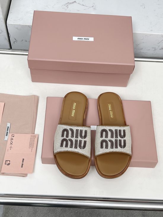 Miu Miu Luxury Furry Slip-On Sandals with Leather Sole
