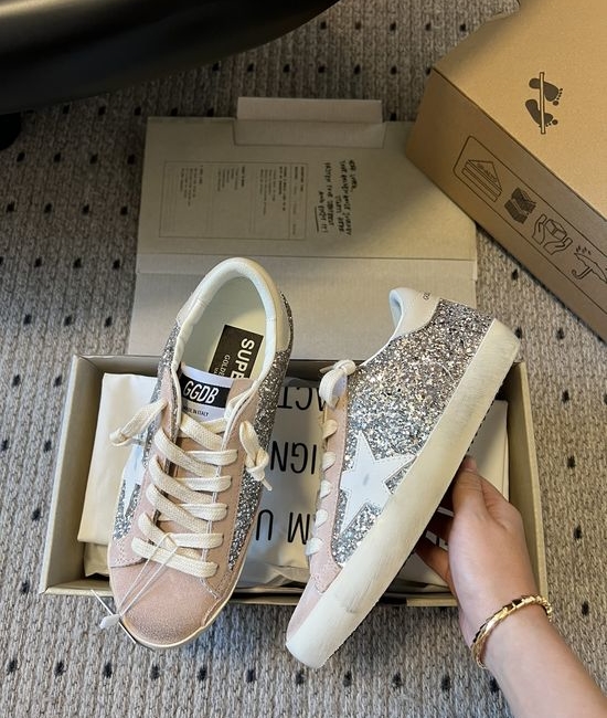 Golden Goose GGDB Distressed Cinnamon Pink Cowhide Thick Sole Sneakers
