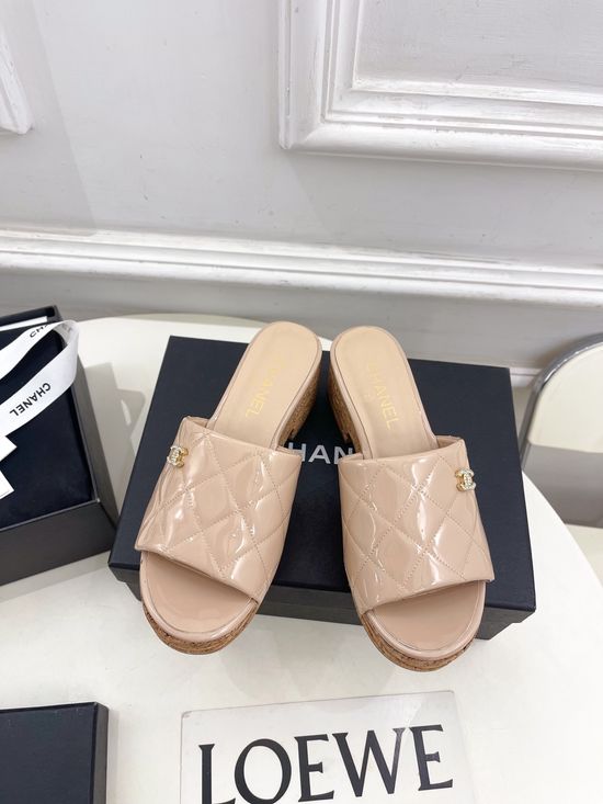 Chanel Quilted Wedge Slip-on Sandals Premium Durable Outsole