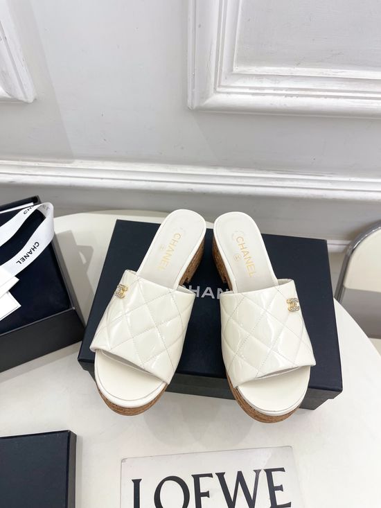 Chanel Quilted Wedge Slip-on Sandals Premium Durable Outsole