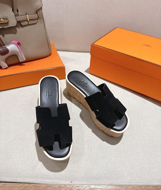 Hermes Suede Classic Versatile Genuine Leather Sole Sandals