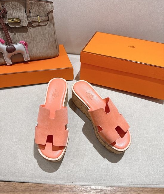 Hermes Suede Classic Versatile Genuine Leather Sole Sandals