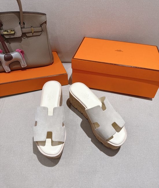 Hermes Suede Classic Versatile Genuine Leather Sole Sandals