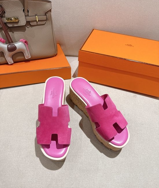 Hermes Suede Classic Versatile Genuine Leather Sole Sandals