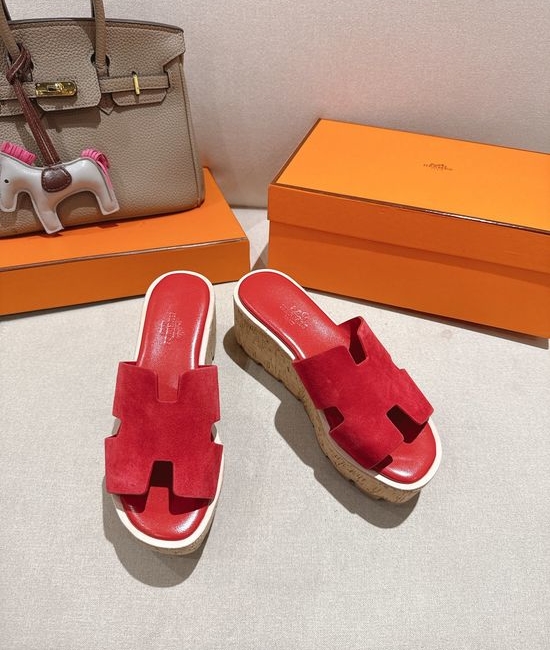 Hermes Suede Classic Versatile Genuine Leather Sole Sandals