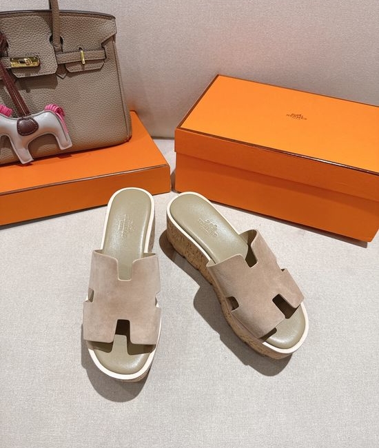 Hermes Suede Classic Versatile Genuine Leather Sole Sandals