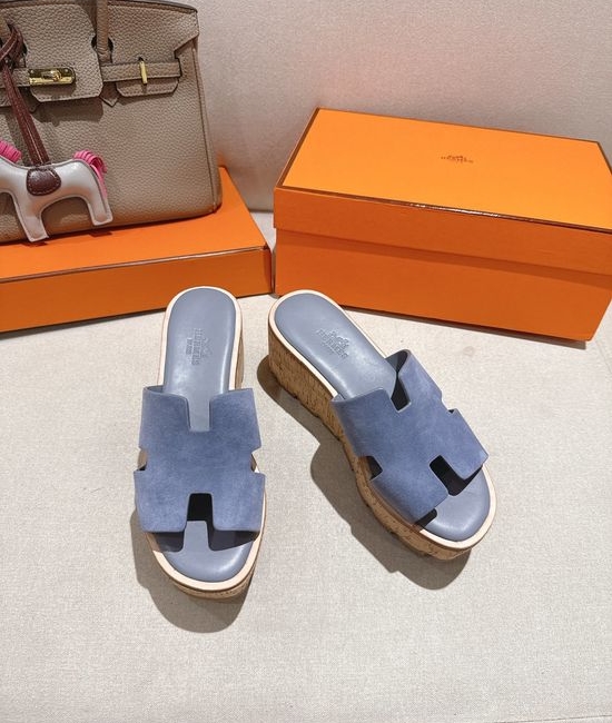 Hermes Suede Classic Versatile Genuine Leather Sole Sandals