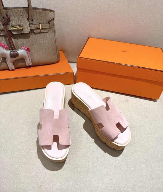 Hermes Suede Classic Versatile Genuine Leather Sole Sandals