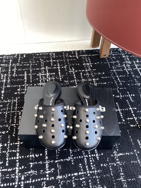 Alexander Wang Studded Slide Sandals Suede Lining Durable Anti-slip Sole