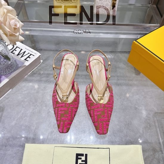 Fendi Square Toe Slingback Heels With Decorative Buckle