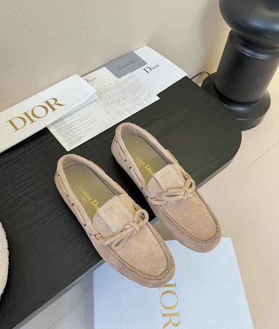 Christian Dior CD Suede Loafers Decorative Buckle Durable Outsole Fashion