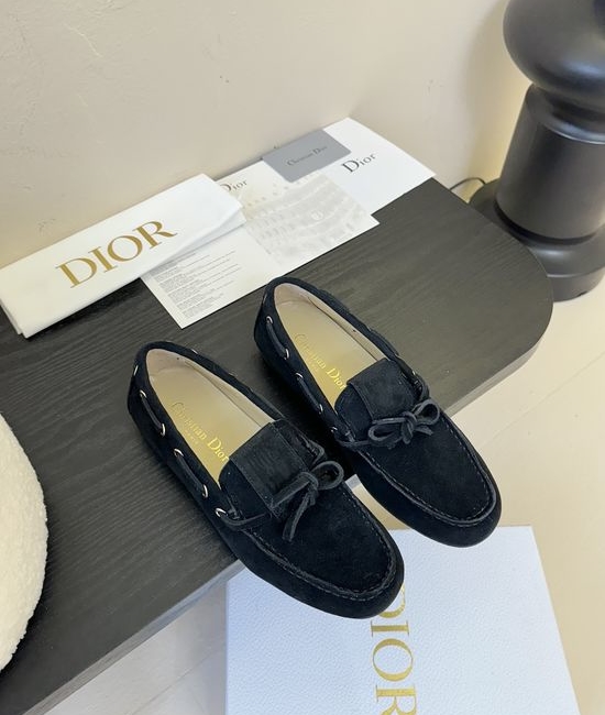Christian Dior CD Suede Loafers Decorative Buckle Durable Outsole Fashion