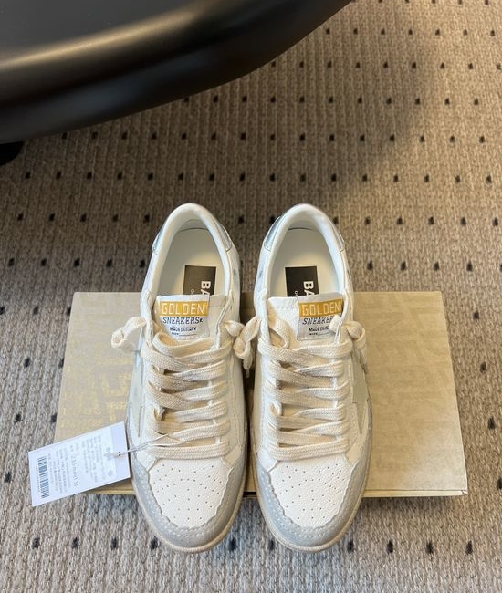 Golden Goose GGDB Premium Apricot Distressed Cowhide Sneakers With Silver Heel