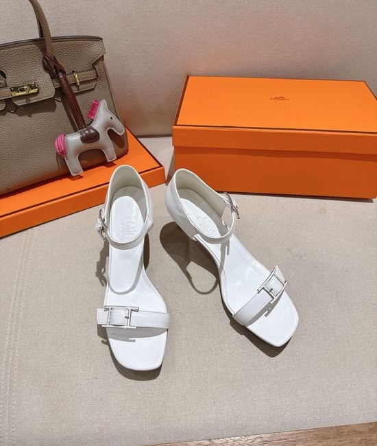 Hermes Classic Buckle Decor Mid Heel Comfortable Dress Sandals