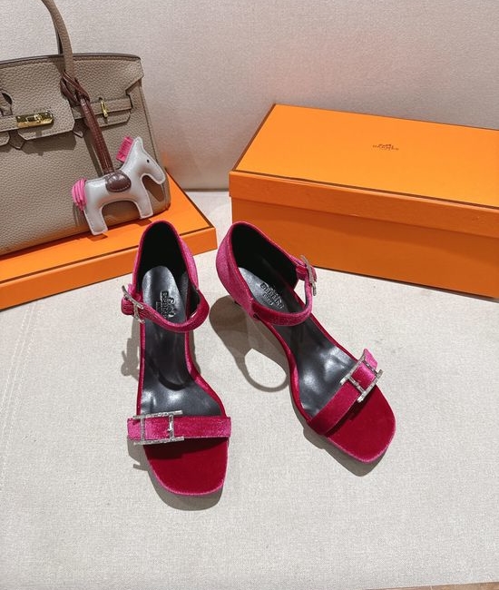 Hermes Classic Buckle Decor Mid Heel Comfortable Dress Sandals