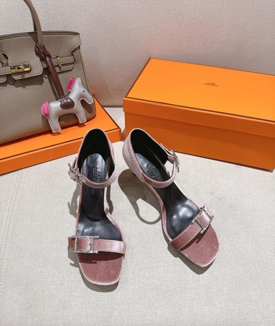 Hermes Classic Buckle Decor Mid Heel Comfortable Dress Sandals