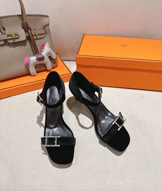 Hermes Classic Buckle Decor Mid Heel Comfortable Dress Sandals
