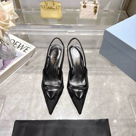 Prada Pointed Toe Mesh High Heel Sandals Leather Sole