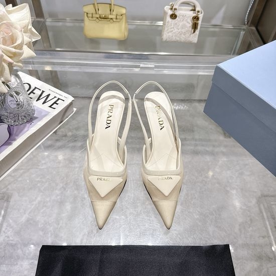 Prada Pointed Toe Mesh High Heel Sandals Leather Sole