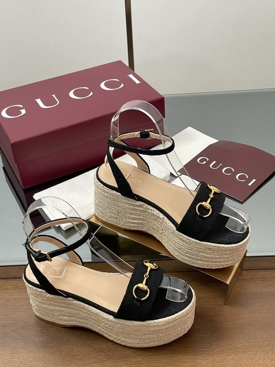 Gucci Horsebit Espadrille Platform One-Strap Peep Toe Sandals