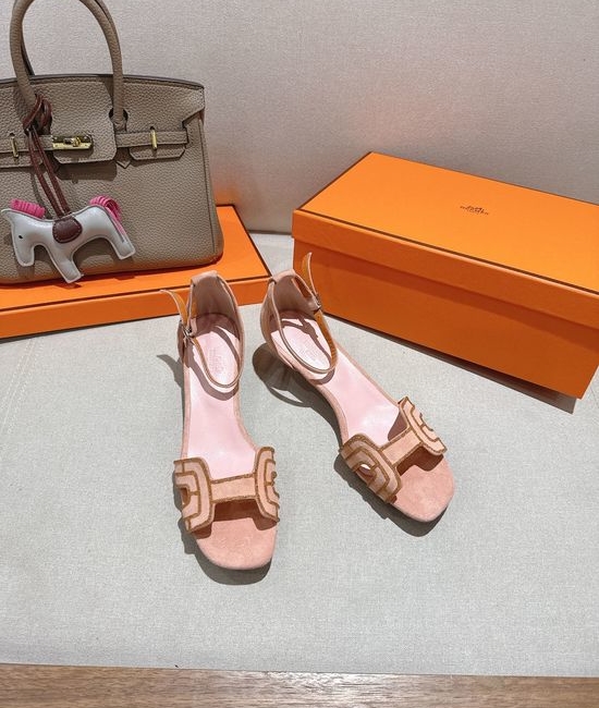 Hermes Square Toe Rhinestone Low Heel Comfortable Dress Sandals