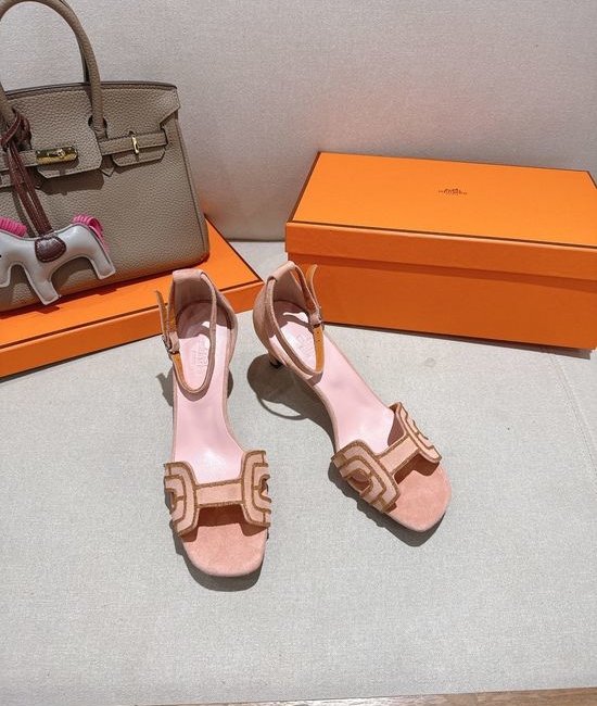 Hermes Square Toe Rhinestone Block Heel Comfortable Dress Sandals