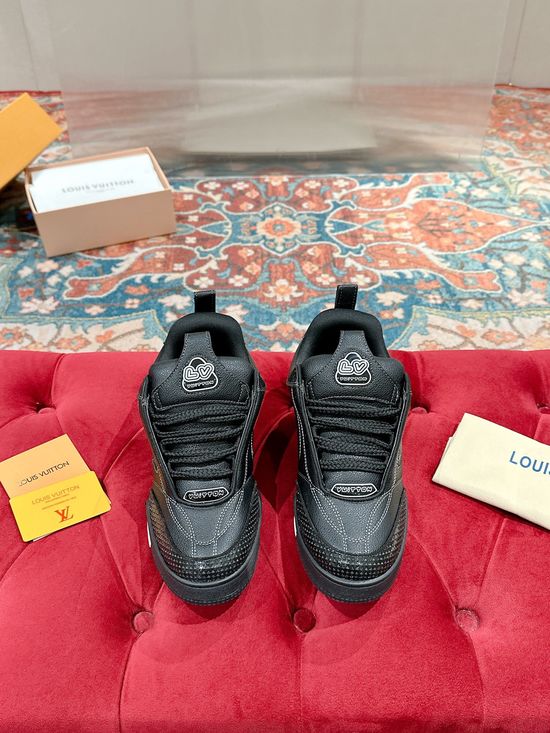 Louis Vuitton Premium Leather Classic Casual Sneakers Non-slip Skate Footwear