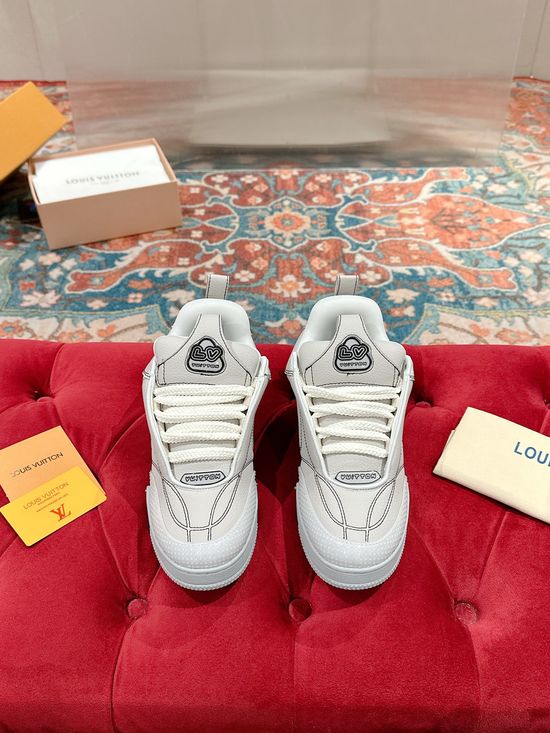 Louis Vuitton Premium Leather Classic Casual Sneakers Non-slip Skate Footwear