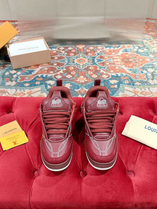 Louis Vuitton Premium Leather Classic Casual Sneakers Non-slip Skate Footwear