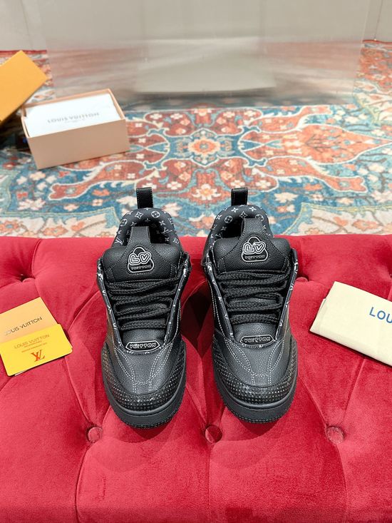 Louis Vuitton Premium Leather Classic Casual Sneakers Non-slip Skate Footwear