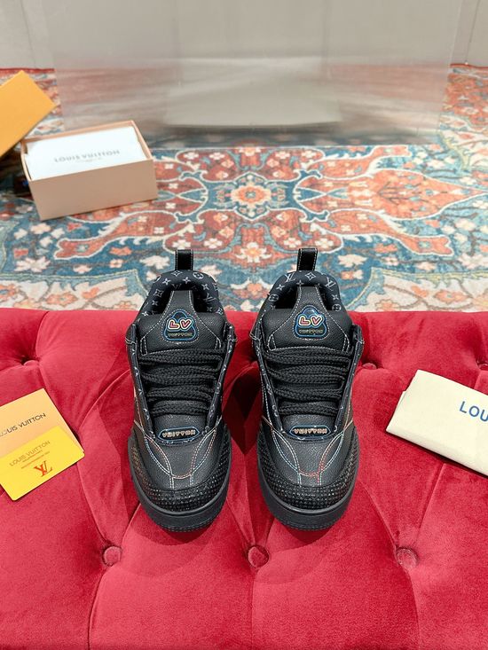 Louis Vuitton Premium Leather Classic Casual Sneakers Non-slip Skate Footwear