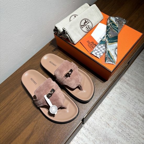 Hermes Calfskin Buckle Casual Comfort Non-slip Sandals