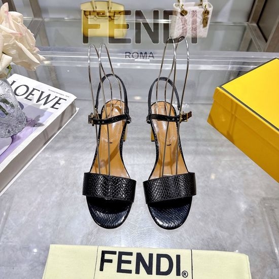Fendi Snake Print Lace-up Heeled Sandals With Metal Details