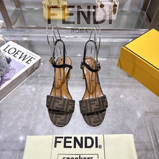Fendi Lace-up Chunky Heel Sandals With Hardware Accents